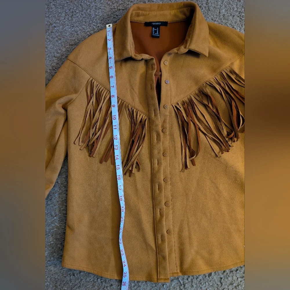 Forever 21 Tan Fringe Suede-Look Jacket - Picture 3 of 6